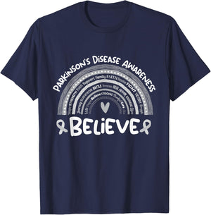 Believe | Parkinson's Awareness Month | Parkinsons Disease T-Shirt - T-Shirt | Navy