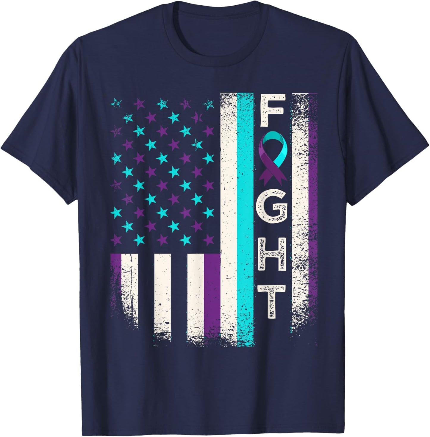 Suicide Prevention Awareness Month US American Flag Fight T-Shirt - T-Shirt | Navy