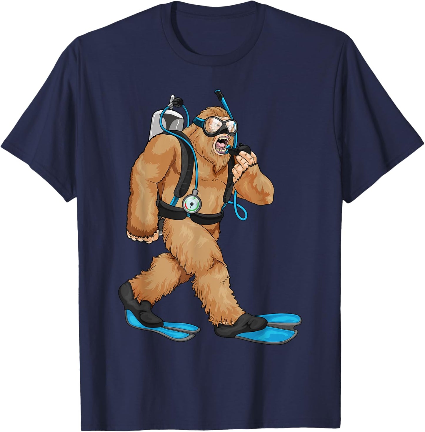 Bigfoot Scuba Diving Sasquatch Snorkeling Diver Swimming T-Shirt - T-Shirt | Navy