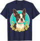 Cute Boston Terrier Dog on Boston Terrier Lover T-Shirt - T-Shirt | Navy