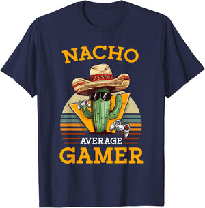 Nacho Average Gamer Video Game Player Funny Vintage Gaming T-Shirt - T-Shirt | Navy