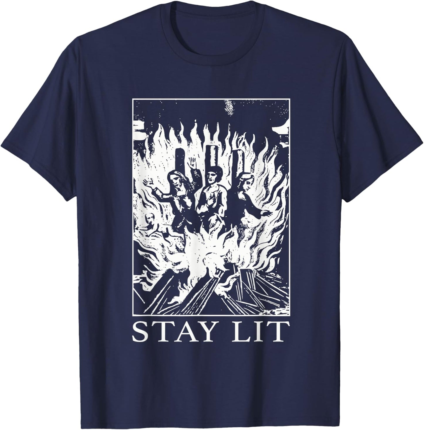 Occult Stay Lit Satan Devil Hell Unholy Antichrist Witch T-Shirt - T-Shirt | Navy
