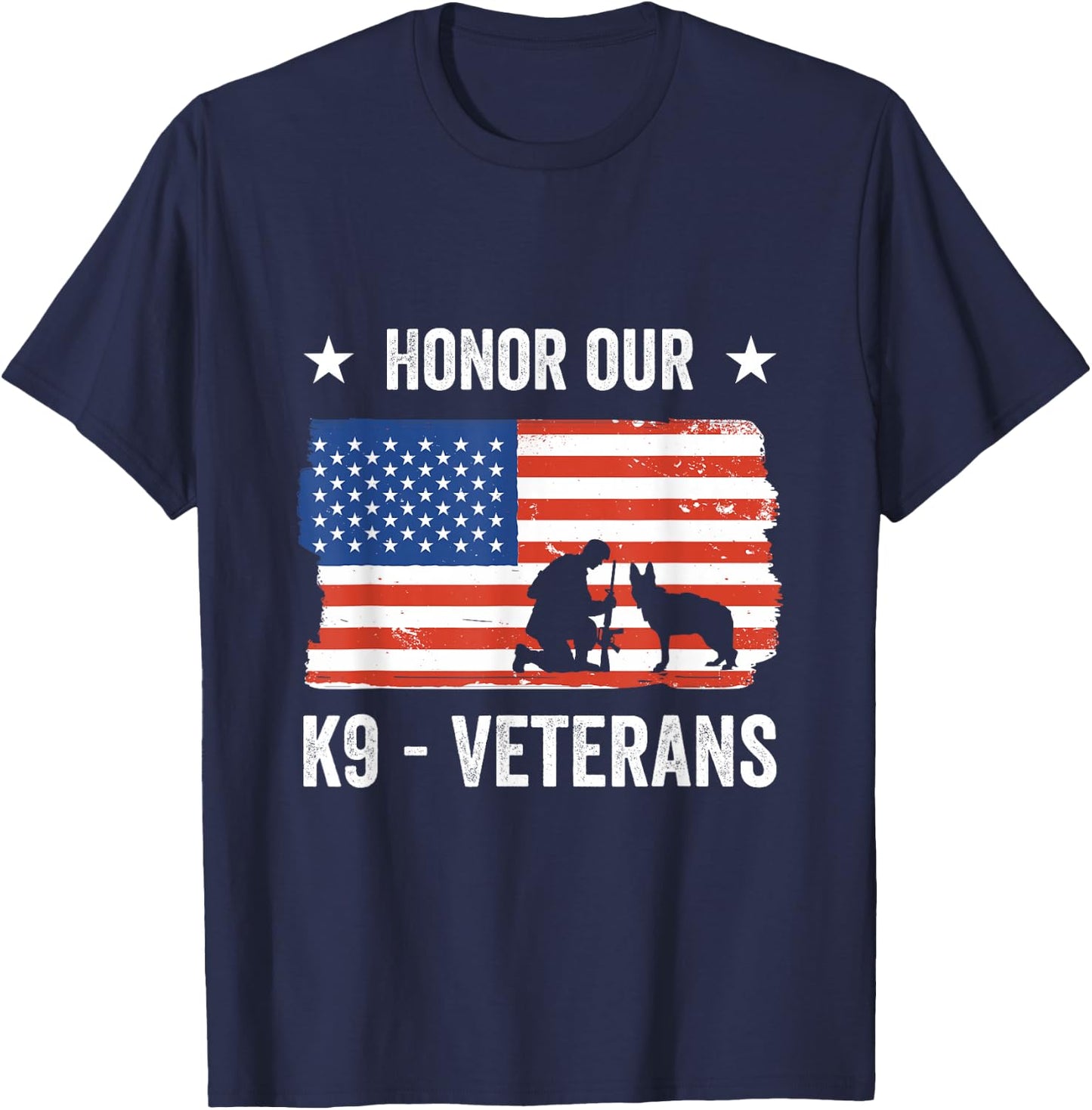 Honor Our K9 Veterans Military Working Dog T-Shirt - T-Shirt | Navy