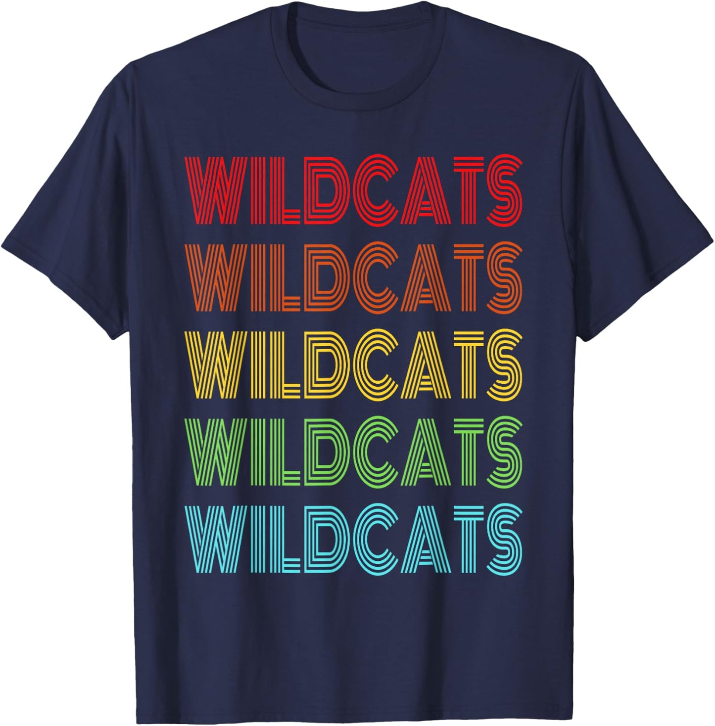 Retro Vintage Wildcats School Sports Fan Team Spirit T-Shirt - T-Shirt | Navy