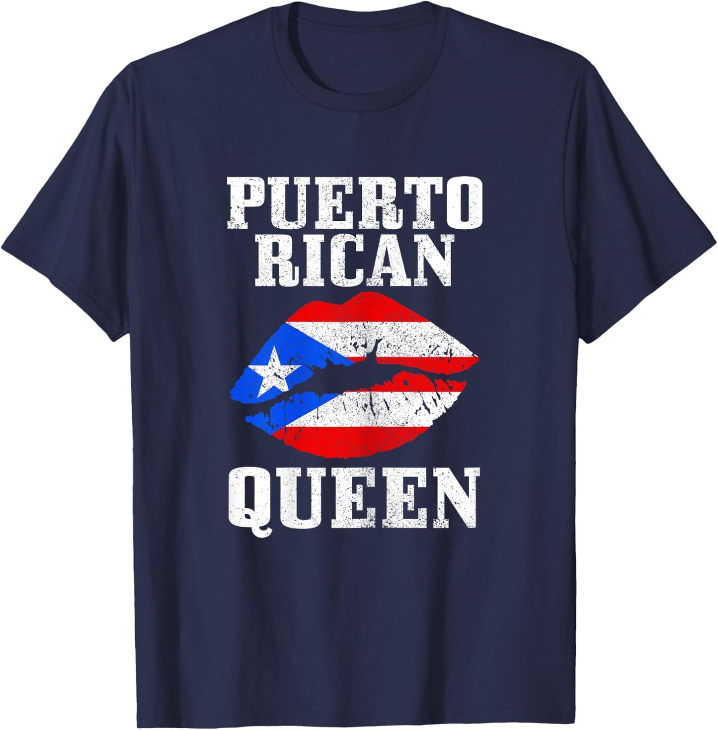 Puerto Rican Queen Puerto Rico Flag Pride Boricua Girls T-Shirt - T-Shirt | Navy