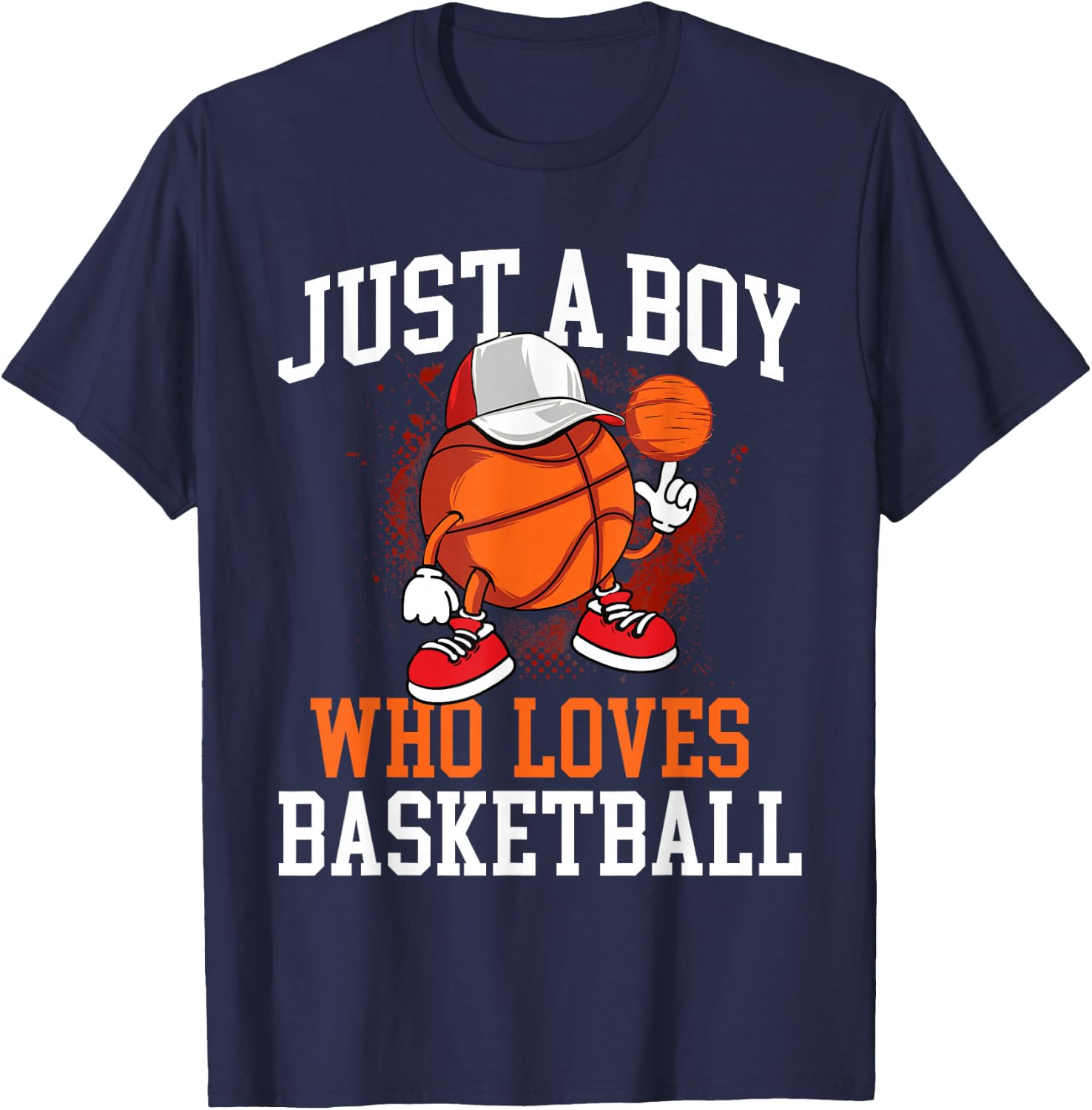 Just A Boy Who Loves Basketball - Player Hoops Small T-Shirt - T-Shirt | Navy