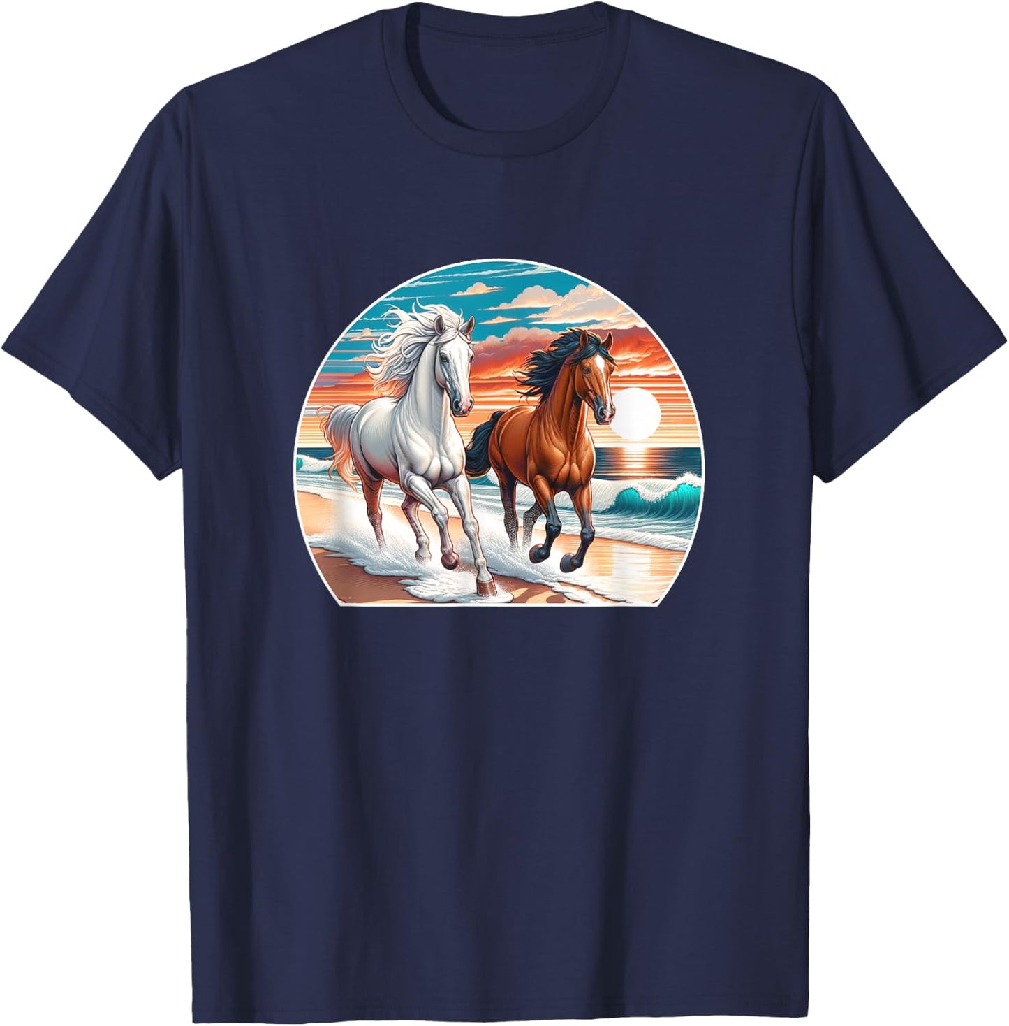 Horses Running On The Beach - Women Kids T-Shirt - T-Shirt | Navy