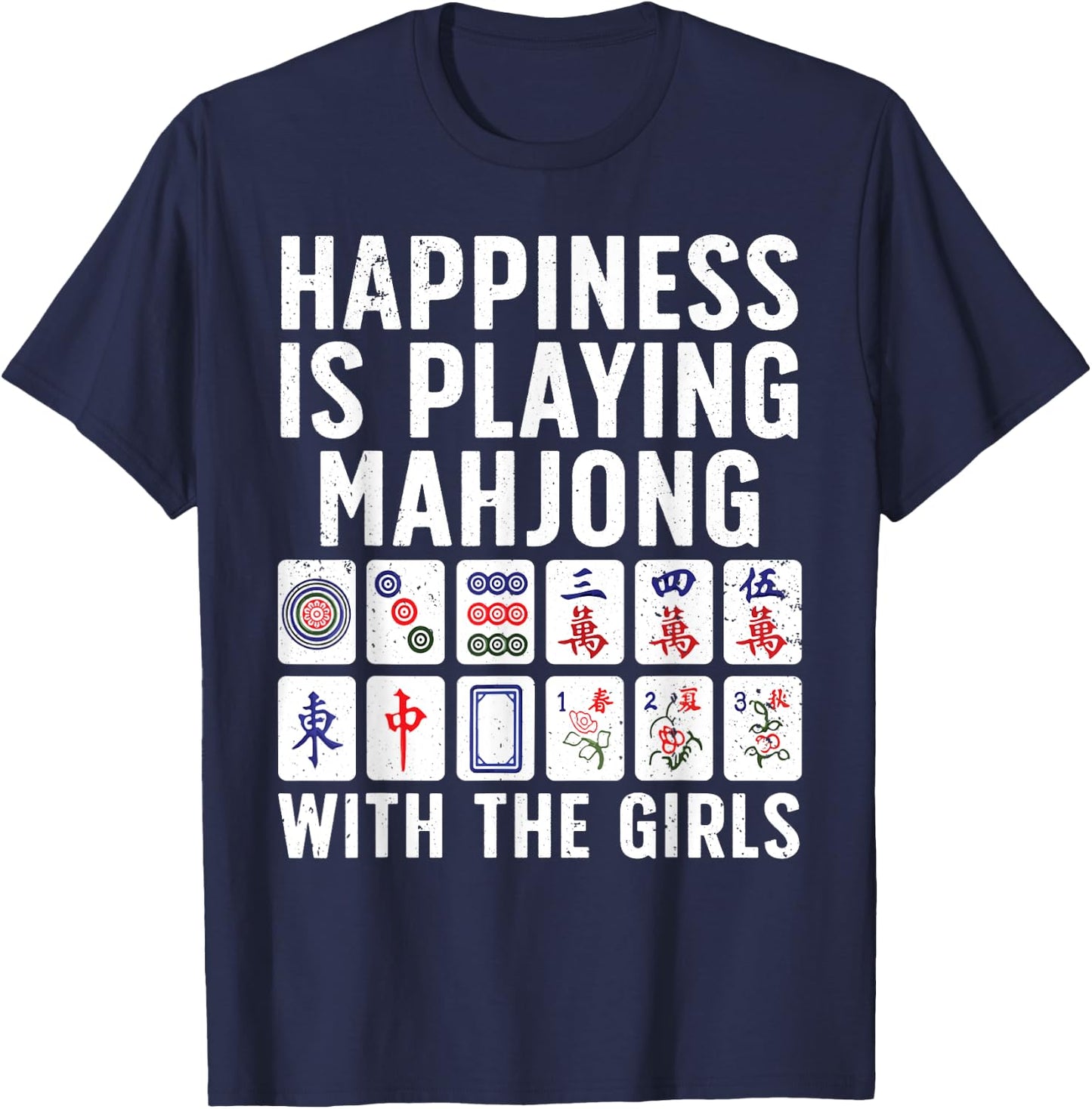 Funny Mahjong Girls Tile Game Mah Jongg Lovers T-Shirt - T-Shirt | Navy