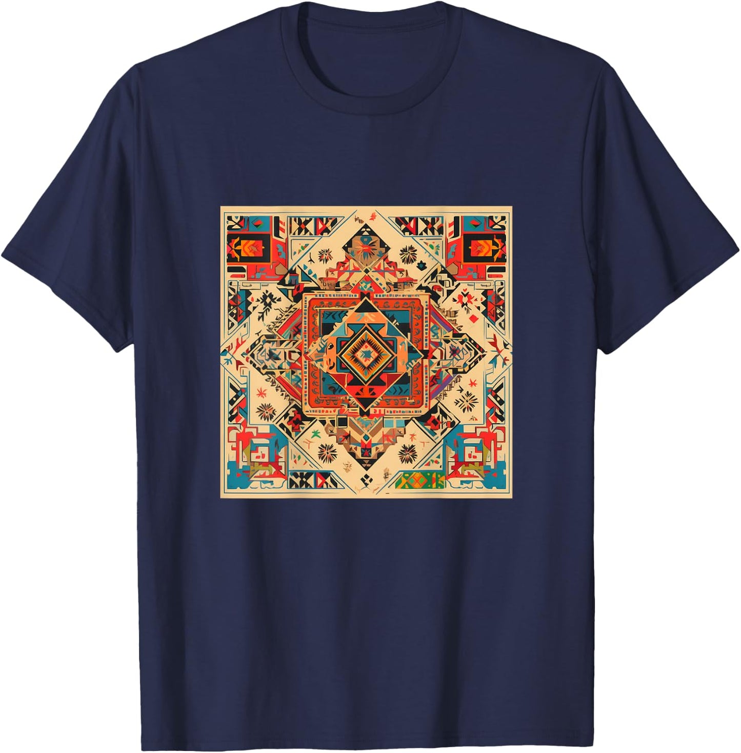 Palestinian Tatreez Pattern Arabic T-Shirt - T-Shirt | Navy