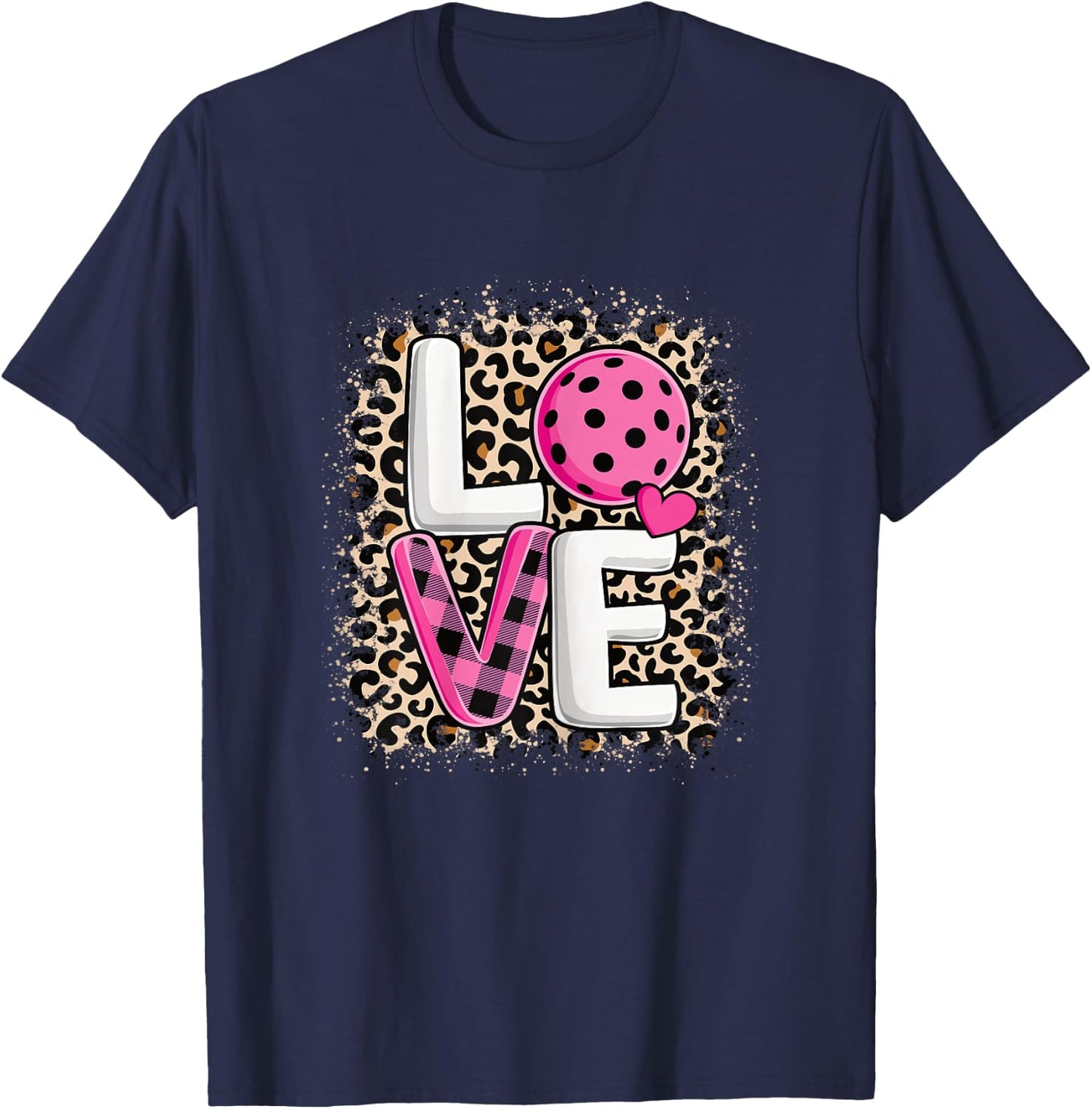 Pink Love Pickleball Cute Pickleball Lover Women Girls T-Shirt - T-Shirt | Navy