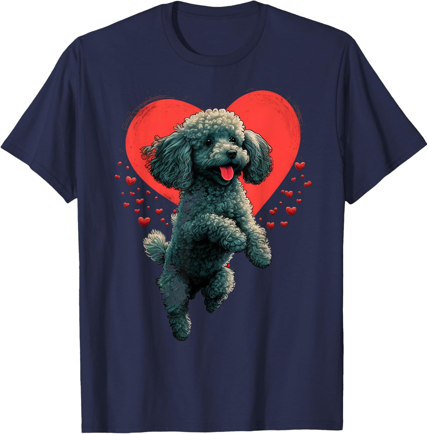 Toy Poodle Love Heart for Valentines Day on Poodle Lover T-Shirt - T-Shirt | Navy