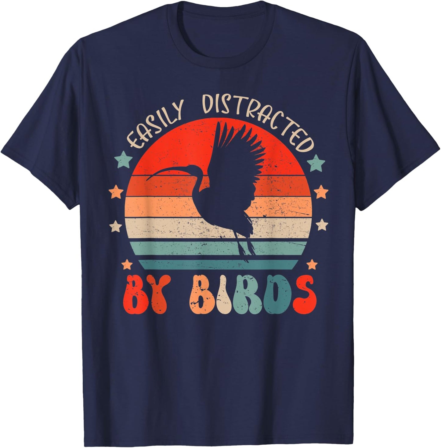 Ibis Lover Shirt Easily Distracted By Birds For Youth & Kids T-Shirt - T-Shirt | Navy
