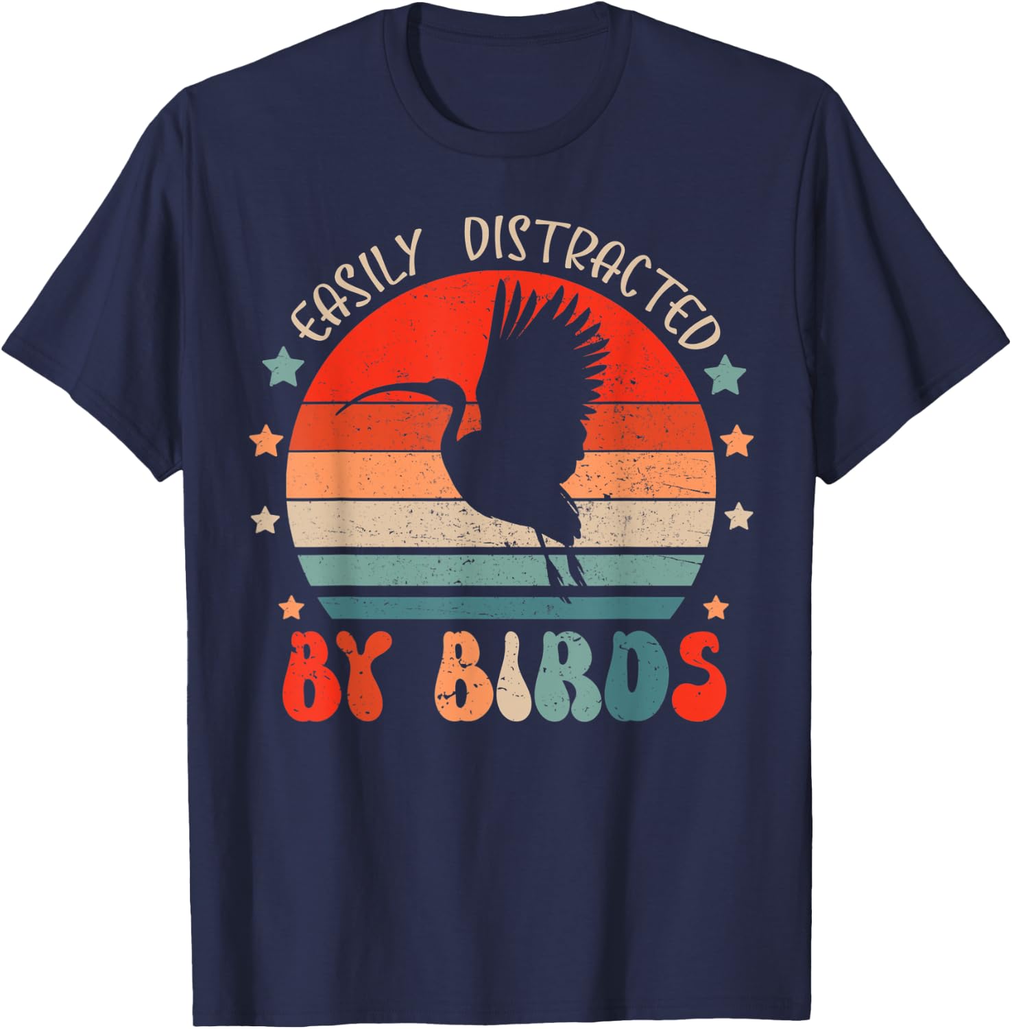 Ibis Lover Shirt Easily Distracted By Birds For Youth & Kids T-Shirt - T-Shirt | Navy