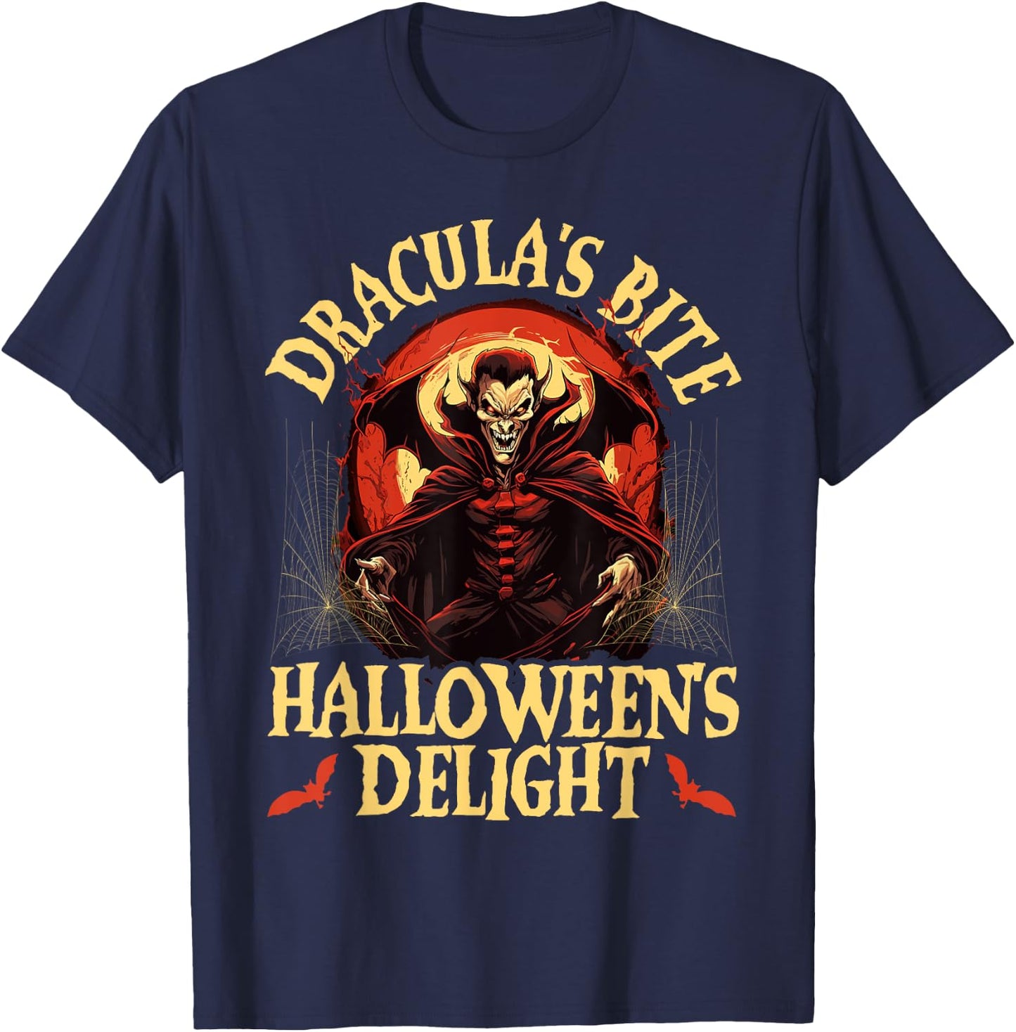 Dracula Halloween Scary Trick Or Treat Spooky Vampire T-Shirt - T-Shirt | Navy