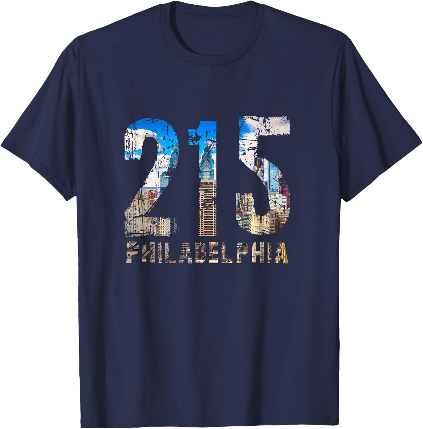 Philadelphia 215 Philly 215 Skyline Area Code T-Shirt - T-Shirt | Navy