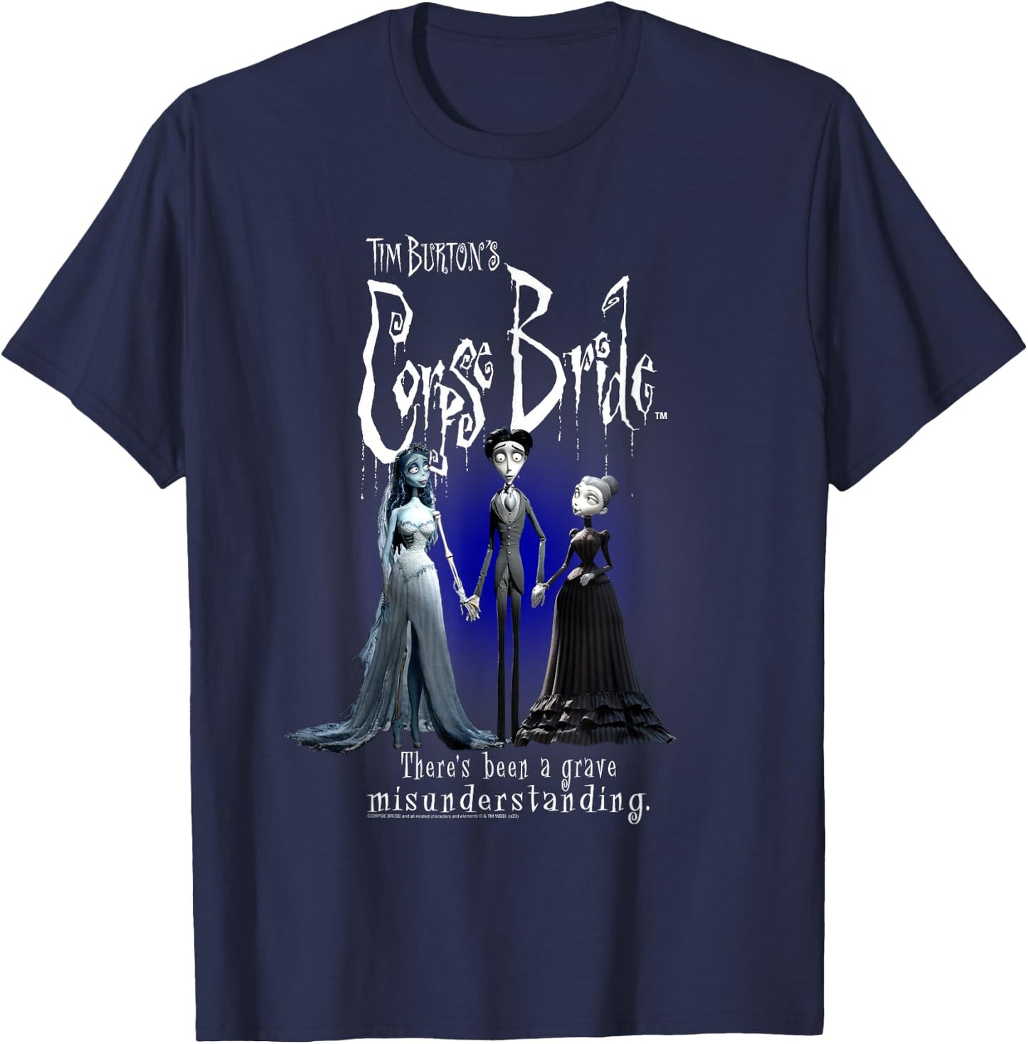 Corpse Bride Emily Victor Victoria Portrait Movie T-Shirt - T-Shirt | Navy