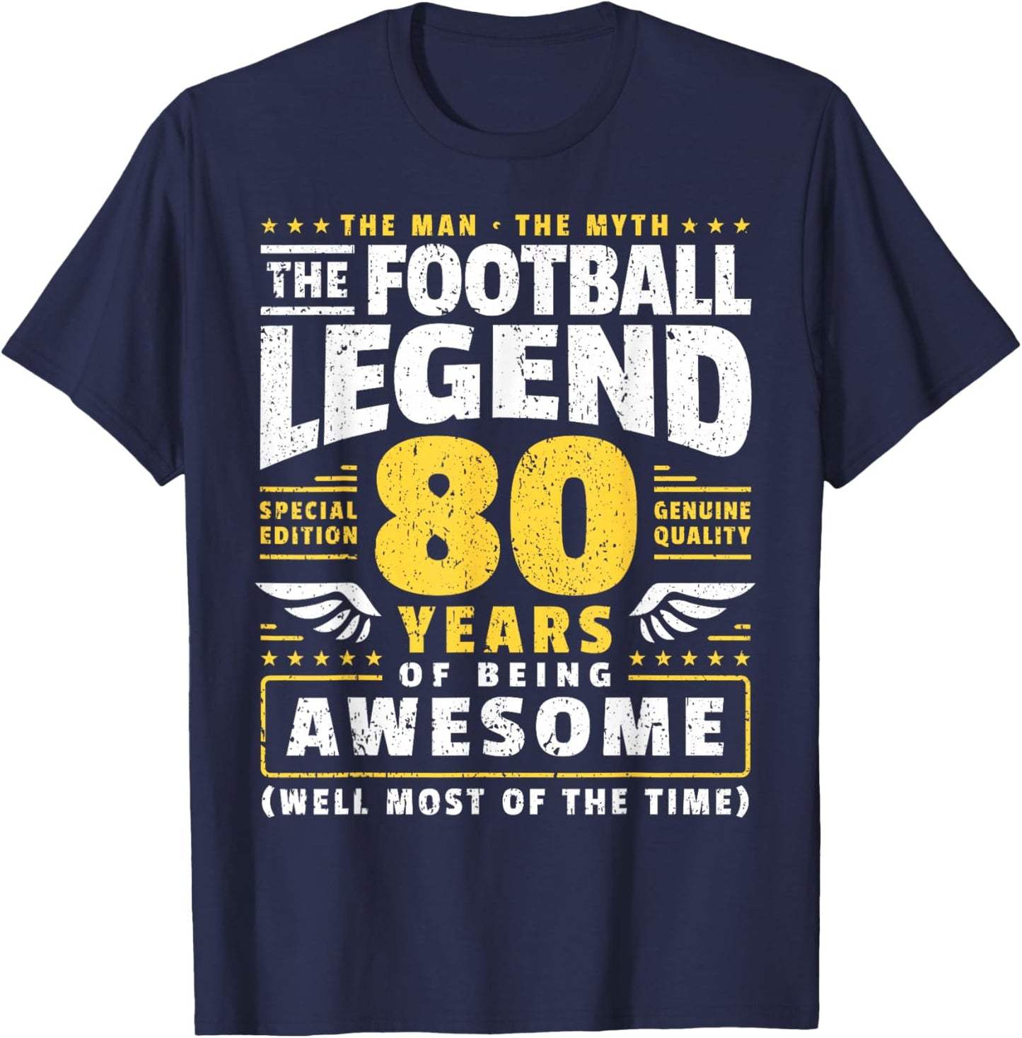 80th Birthday Football Player 80 Years Old T-Shirt - T-Shirt | Navy