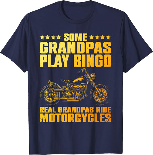 Funny Motorcycle For Grandpa Men Biker Motorcycle Rider T-Shirt - T-Shirt | Navy