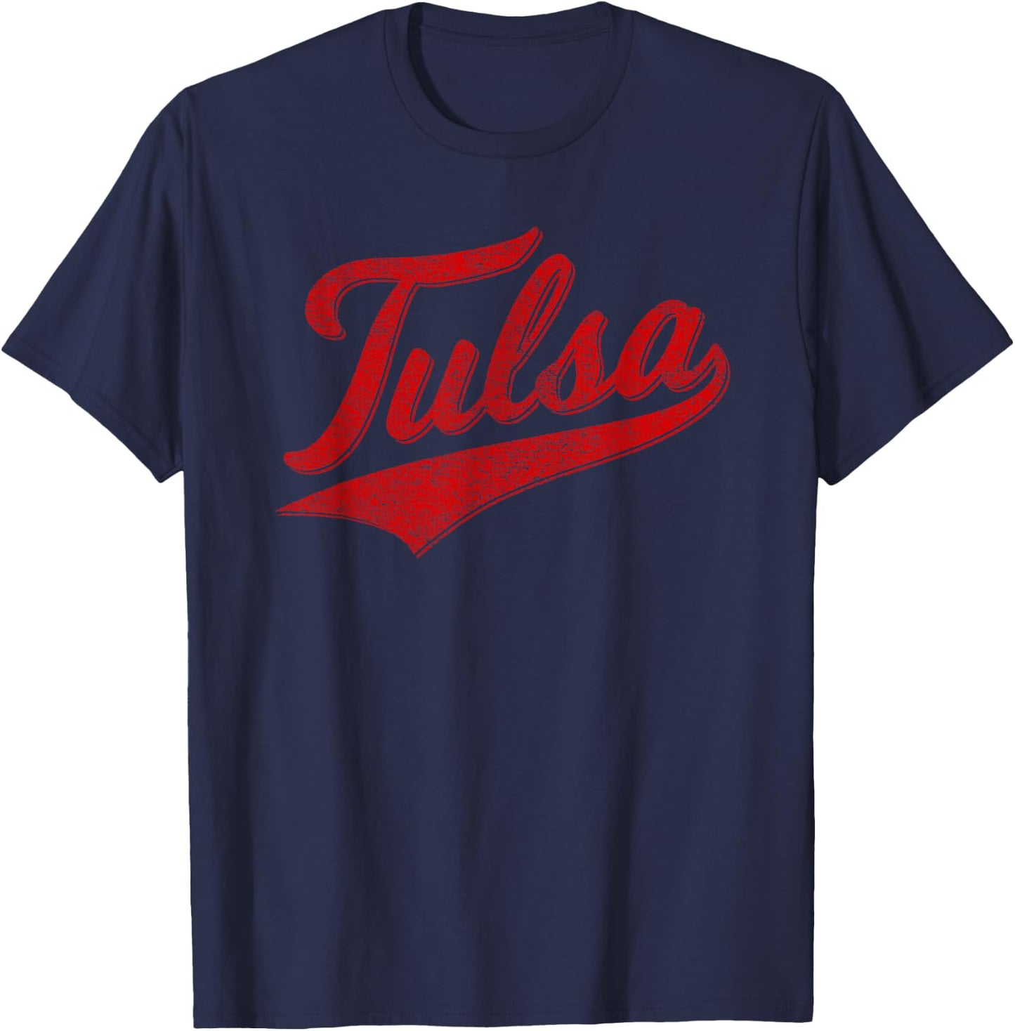 Tulsa Oklahoma Varsity Script Classic Sports Jersey Style T-Shirt - T-Shirt | Navy
