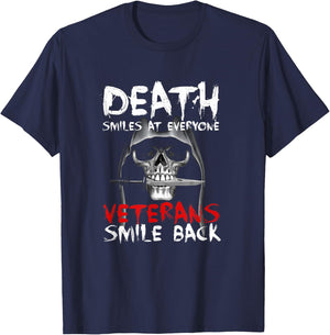 Death Smiles at everyone, veterans smile back T-Shirt - T-Shirt | Navy