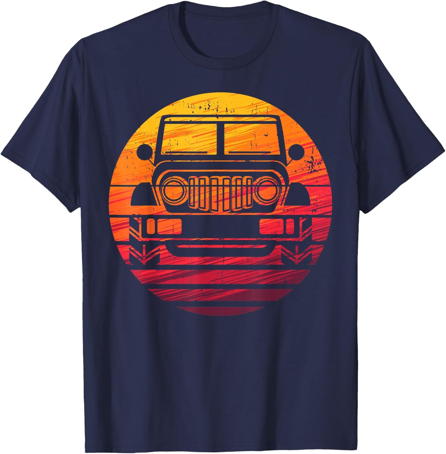 Off Road 4X4 Vintage Retro 70s Sunset Off Road T-Shirt - T-Shirt | Navy