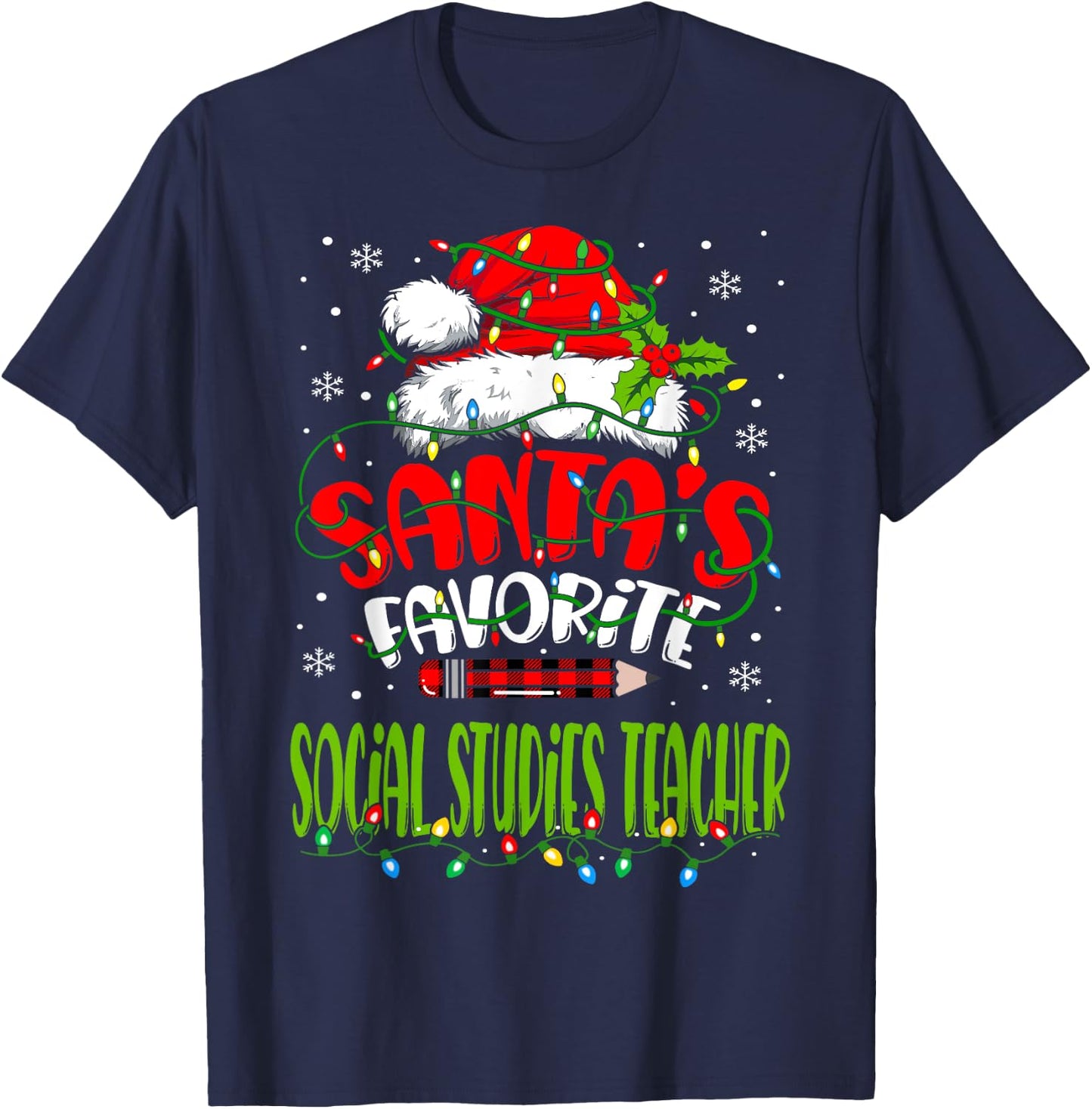Santa Favorite Social Studies Teacher Funny Christmas Women T-Shirt - T-Shirt | Navy