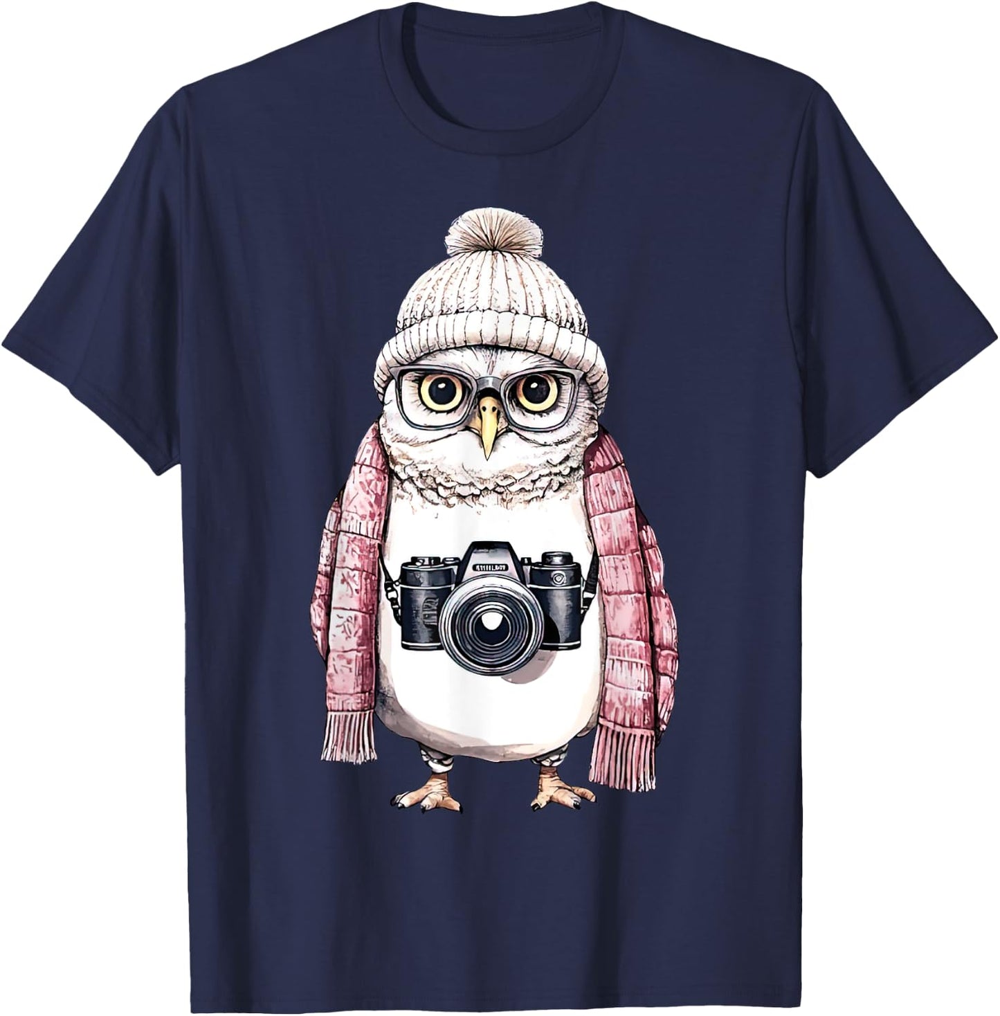 Cute Owl Photography Photographer Camera Men Women T-Shirt - T-Shirt | Navy