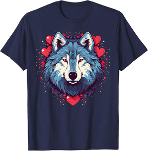 Wolf Love Heart for Valentines Day on Wolf Lover T-Shirt - T-Shirt | Navy