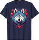 Wolf Love Heart for Valentines Day on Wolf Lover T-Shirt - T-Shirt | Navy