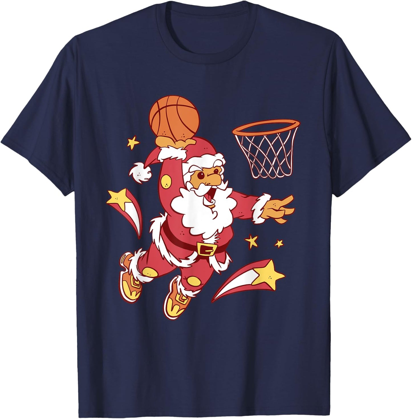 Funny Christmas Basketball Santa Dunk Xmas Men Women Kids T-Shirt - T-Shirt | Navy