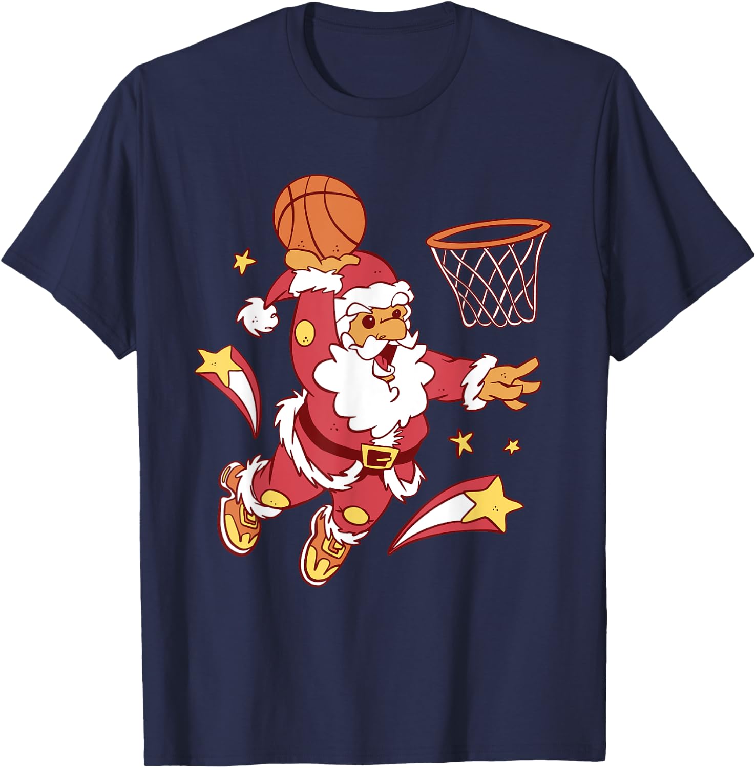 Funny Christmas Basketball Santa Dunk Xmas Men Women Kids T-Shirt - T-Shirt | Navy