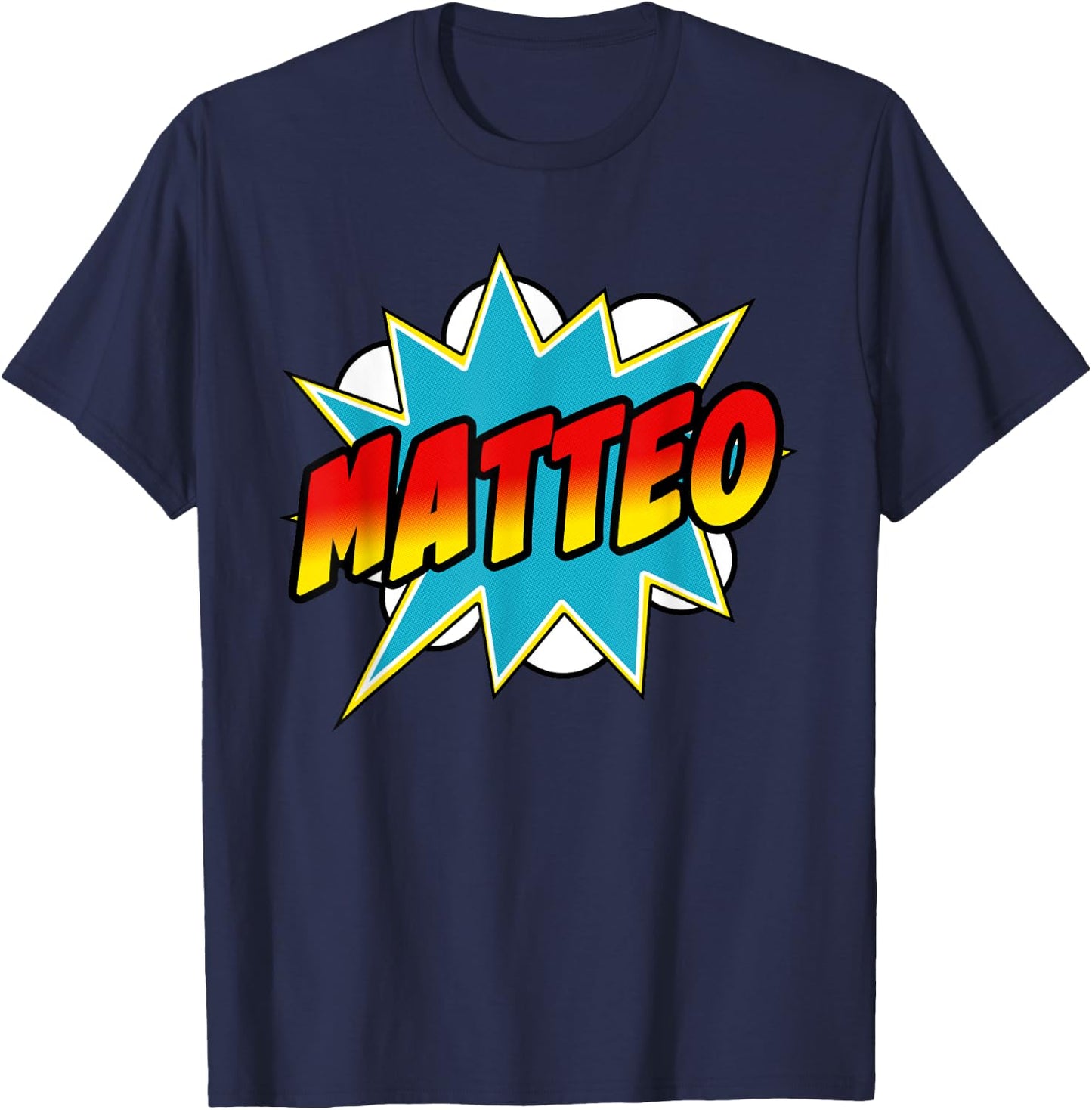 Matteo Name Superhero Retro Comic T-Shirt - T-Shirt | Navy