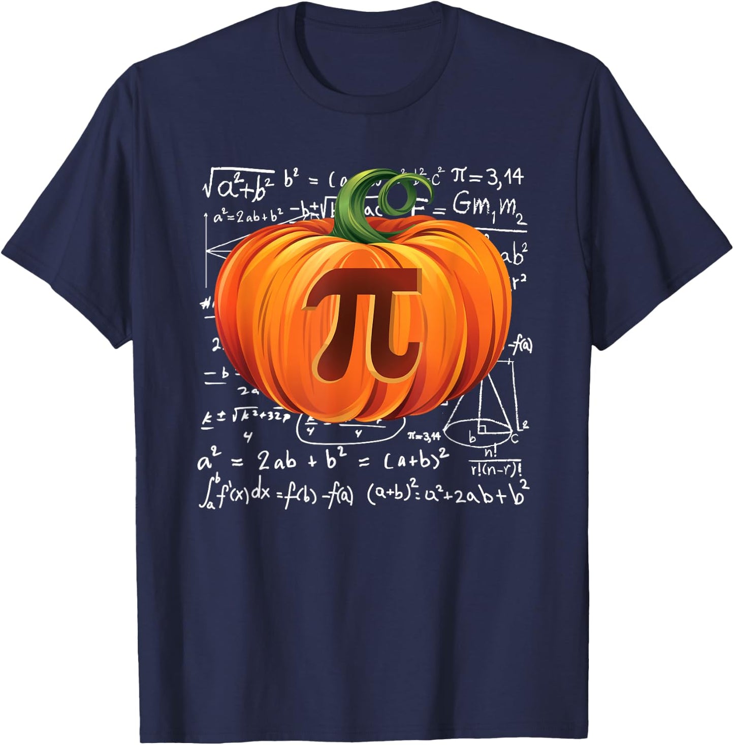 Pumpkin Pie Math Halloween Thanksgiving Funny Pumpkin Pi Day T-Shirt - T-Shirt | Navy