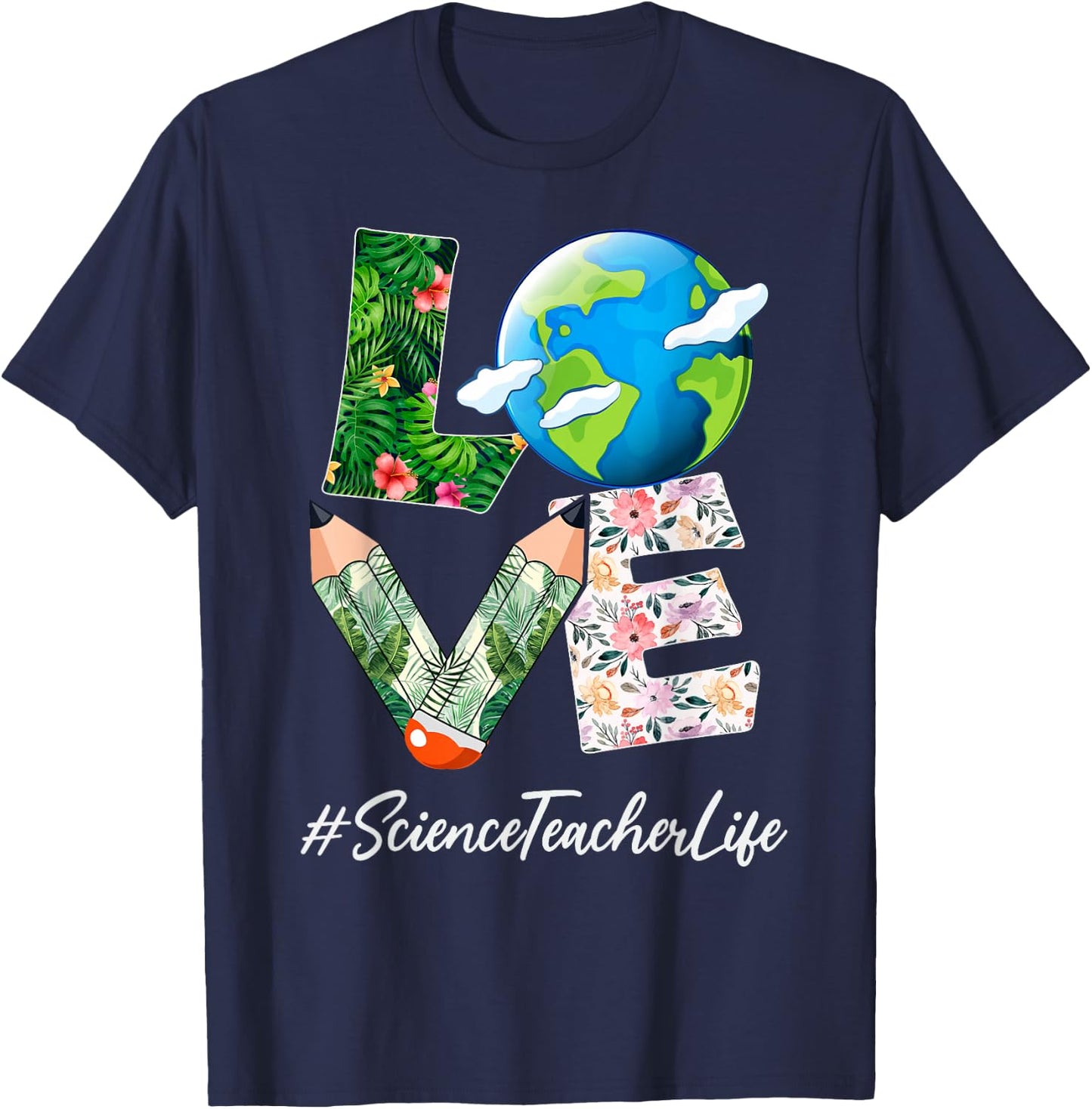 Science Teacher Love World Earth Day Save the Planet T-Shirt - T-Shirt | Navy