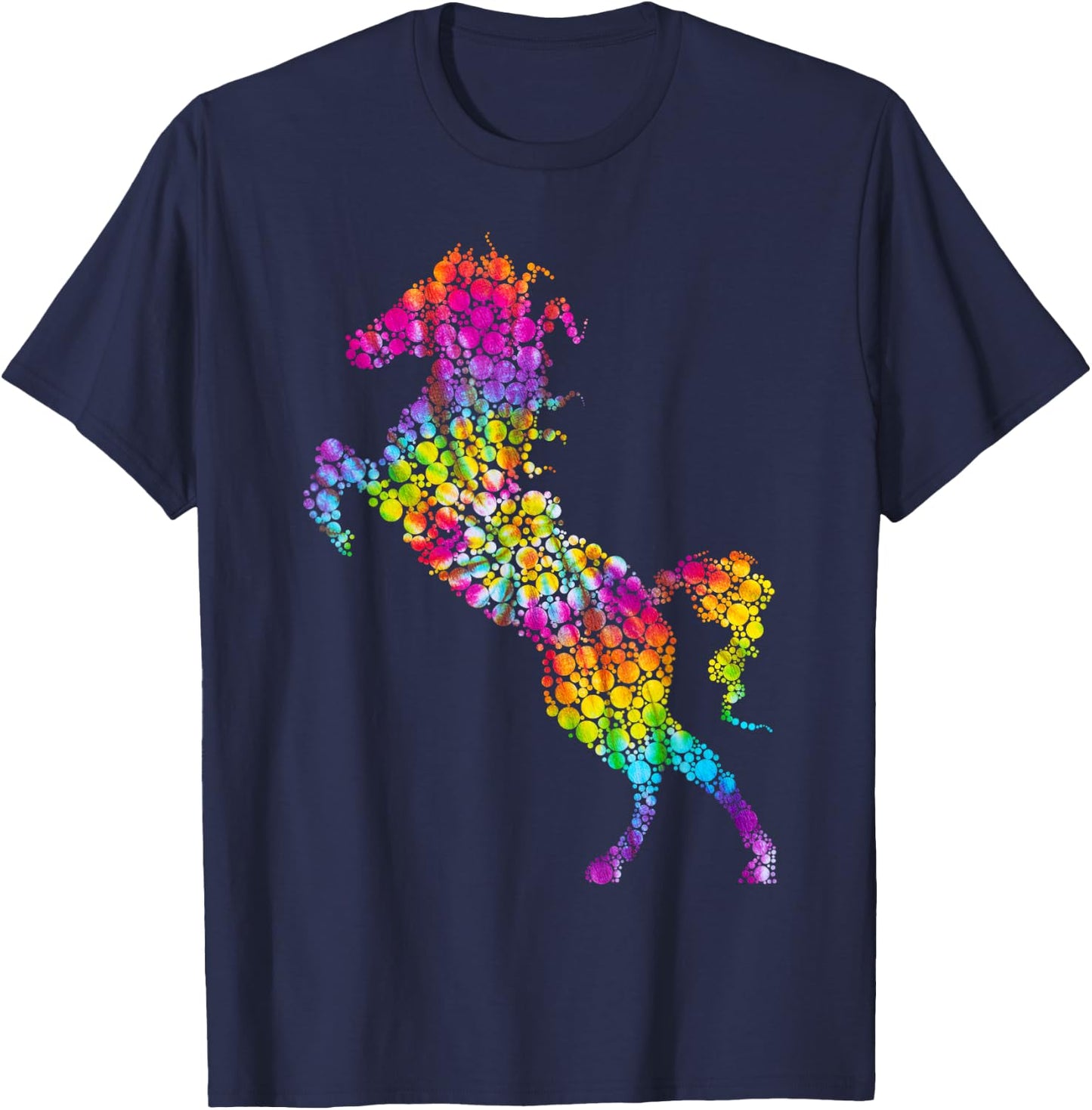 Colorful Polka Dot Horse Dot Day Girls Horses Riding T-Shirt - T-Shirt | Navy