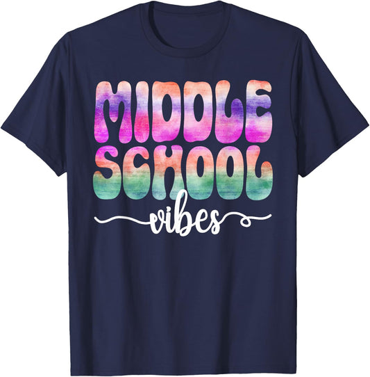 Hello Middle School Vibes Back To School Middle School Squad T-Shirt - T-Shirt | Navy