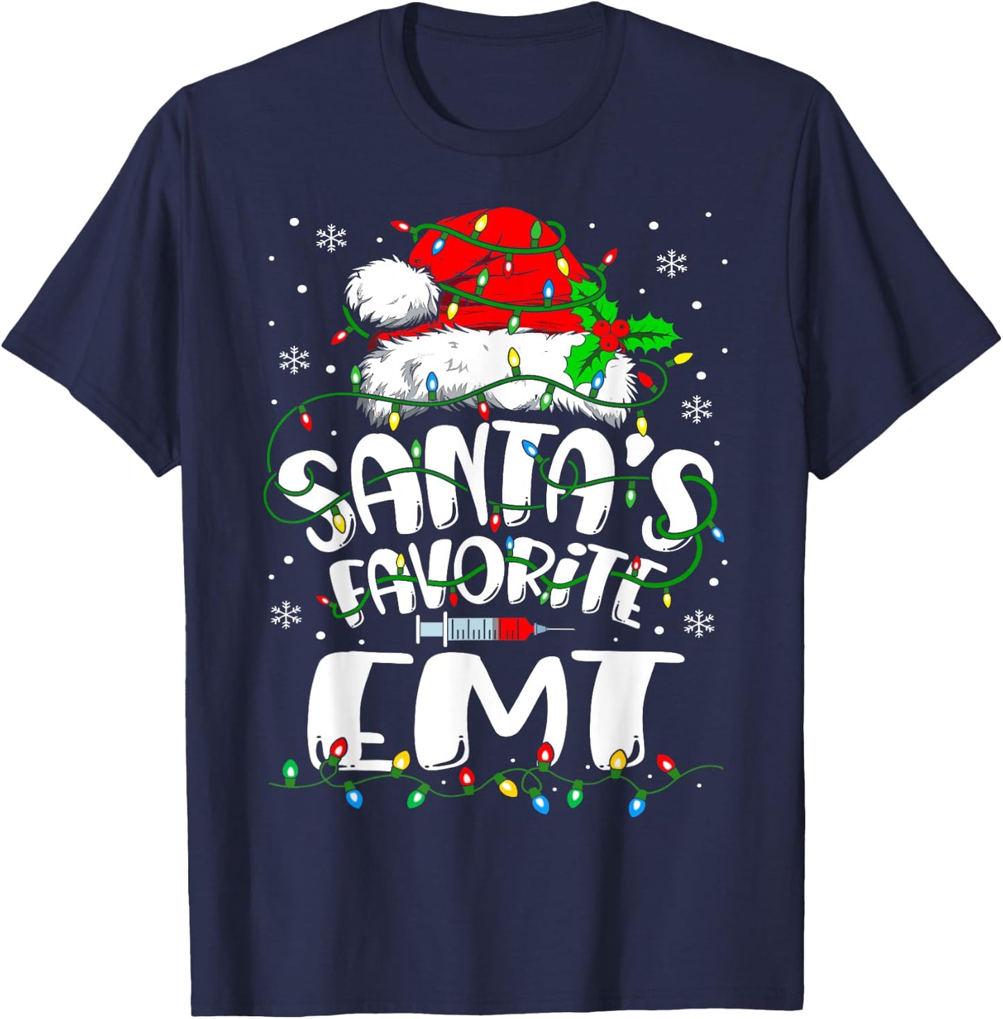 Santa Favorite EMT Christmas Emergency Medical Technician T-Shirt - T-Shirt | Navy