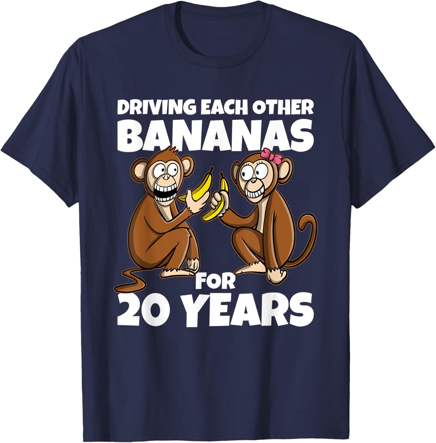 20th Wedding Anniversary Driving Each Other Bananas 20 Year T-Shirt - T-Shirt | Navy