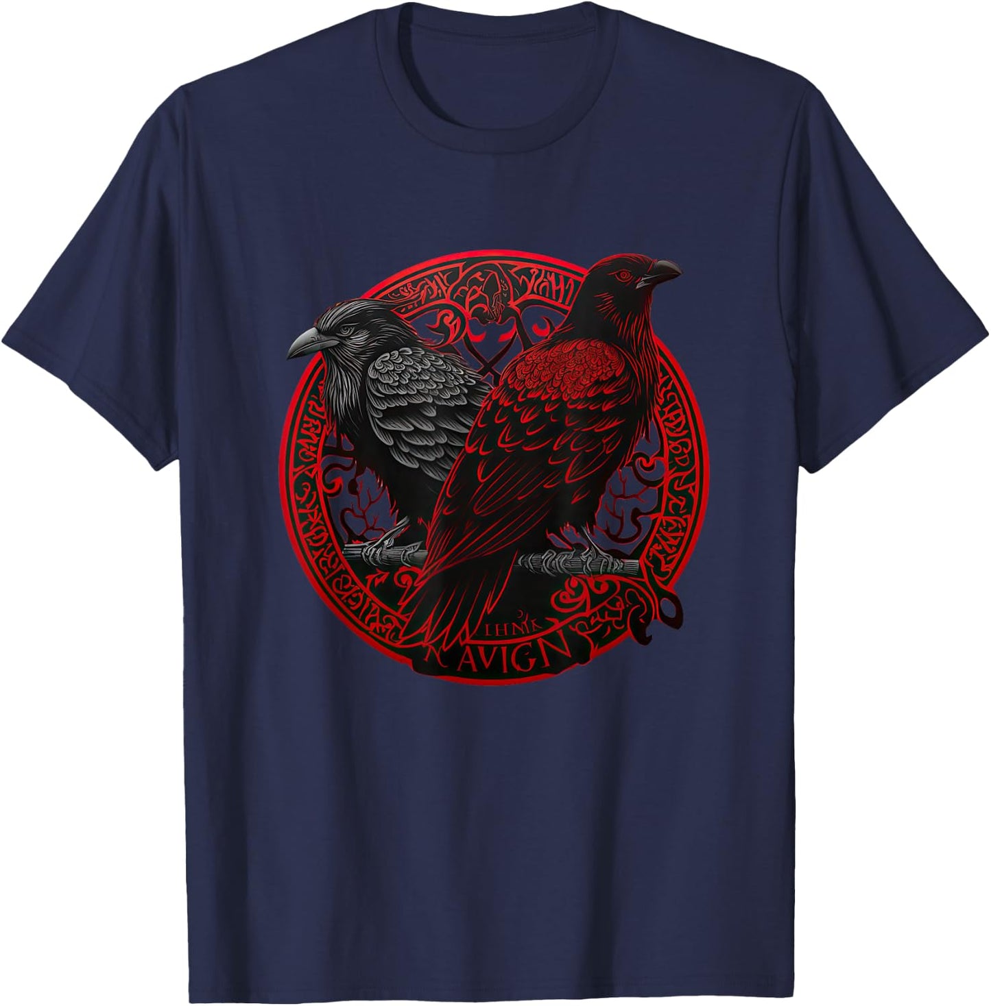 Scandinavian Odin Ravens T-Shirt - T-Shirt | Navy