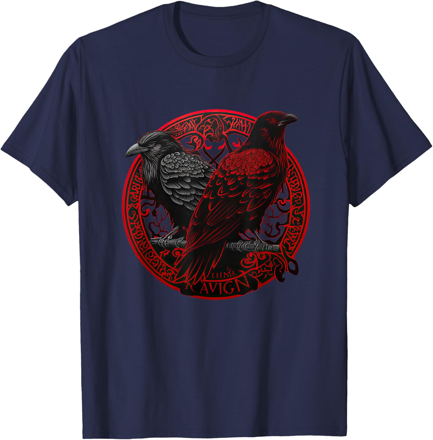 Scandinavian Odin Ravens T-Shirt - T-Shirt | Navy