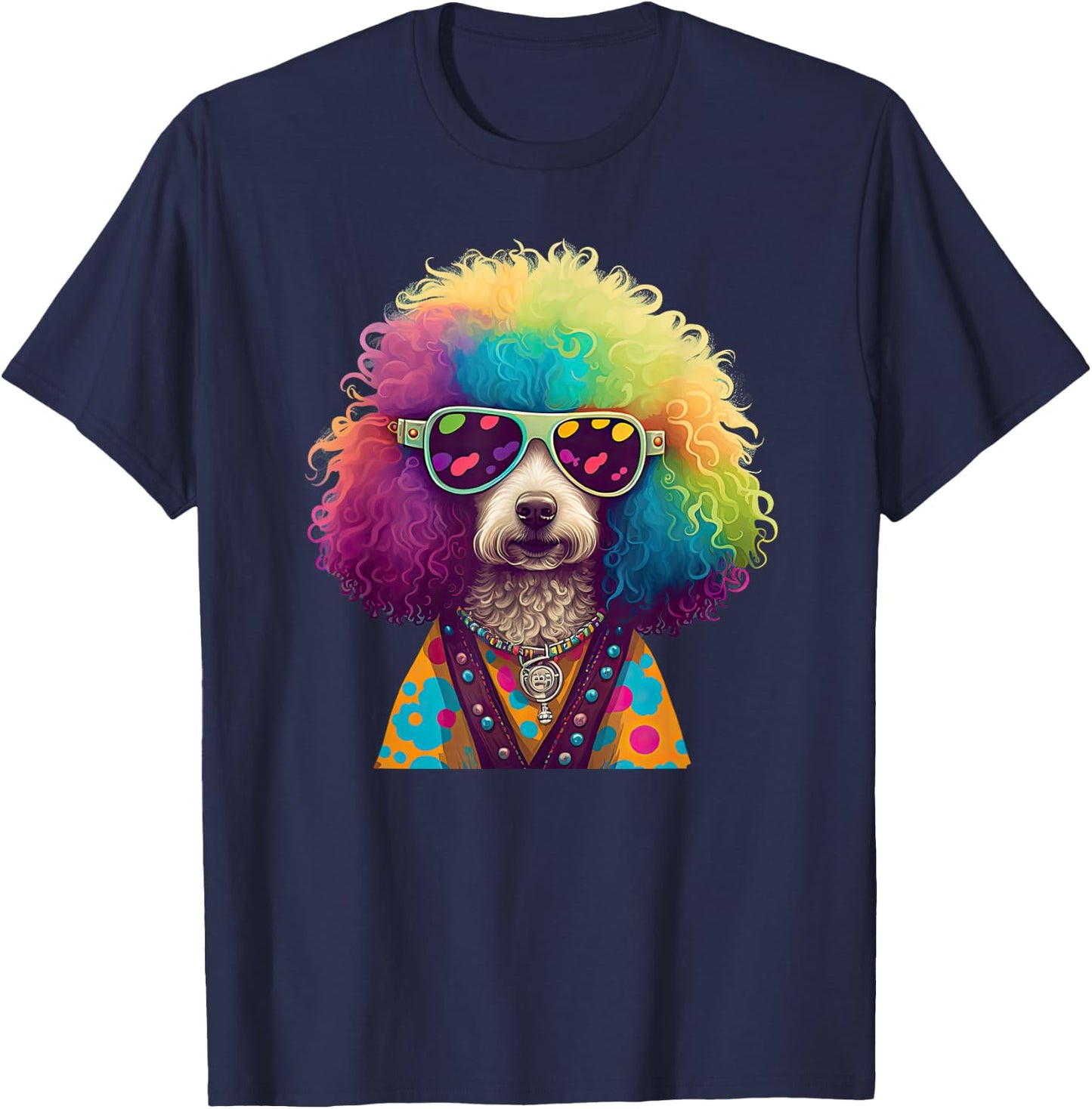 Funny Poodle Dog Miniature Poodle Toy Poodle Hippie Women Kids T-Shirt - T-Shirt | Navy