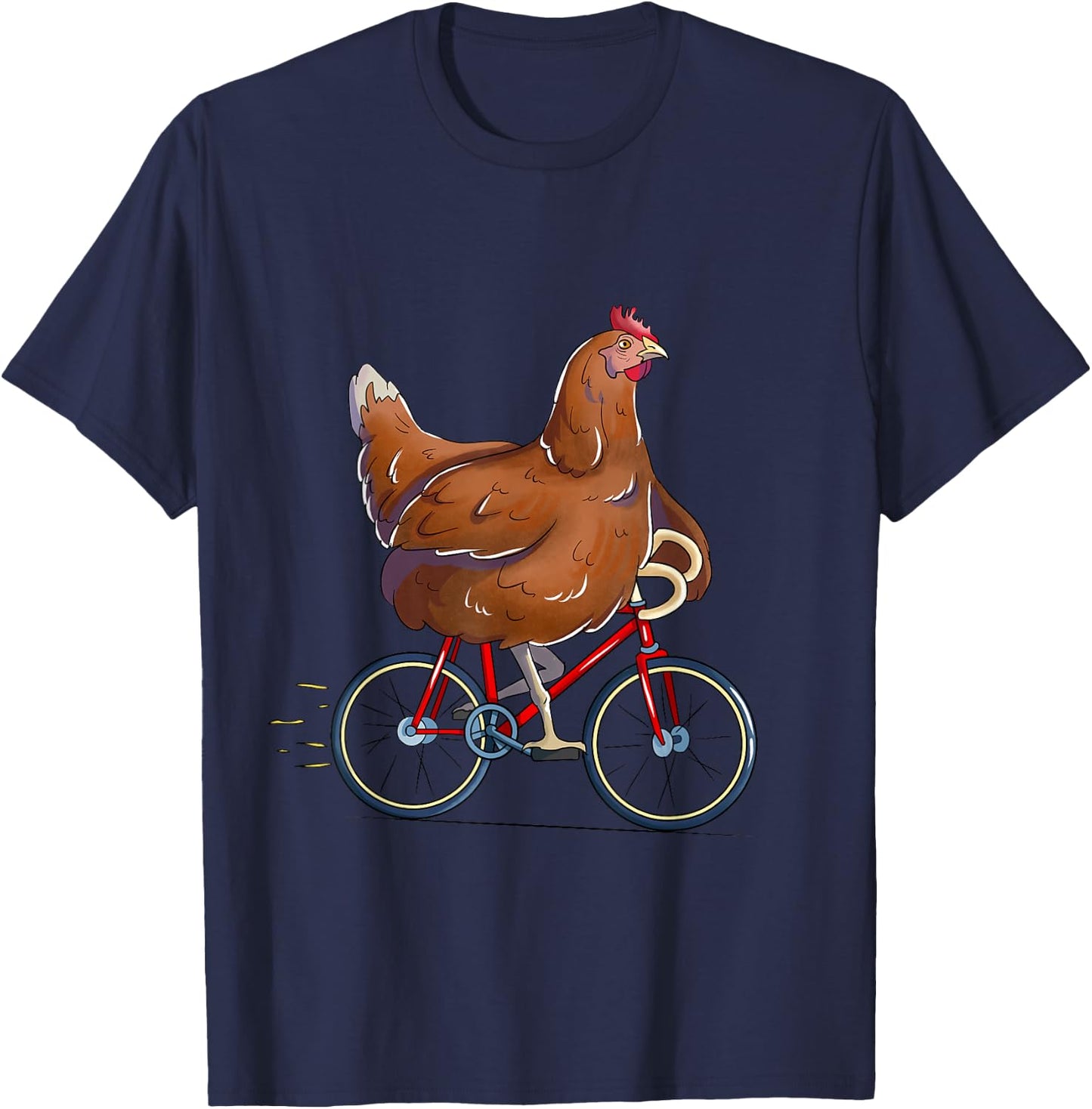 Chicken Riding Bicycle Cute Biker Cyclist T-Shirt - T-Shirt | Navy