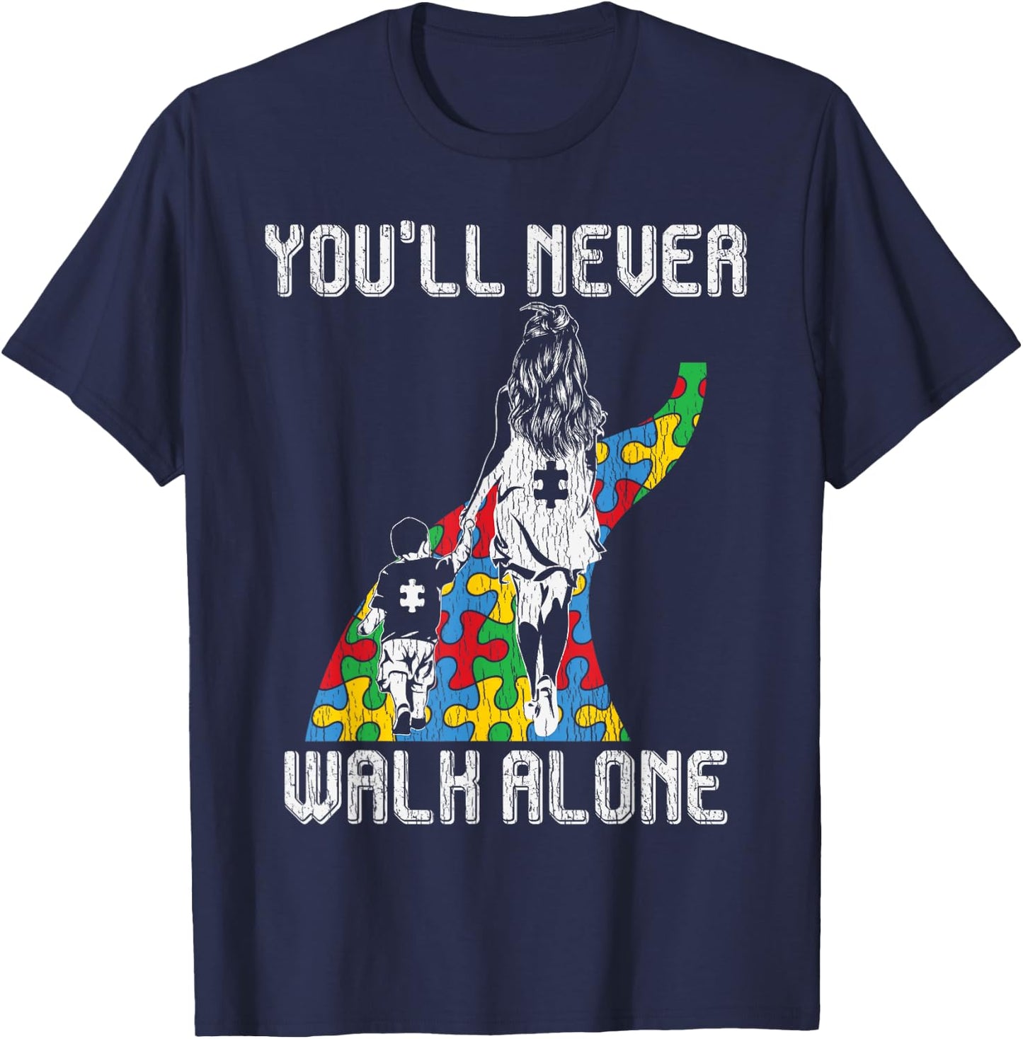 Autism Awareness Mother Son Autistic Kids Boys Autism Mom T-Shirt - T-Shirt | Navy