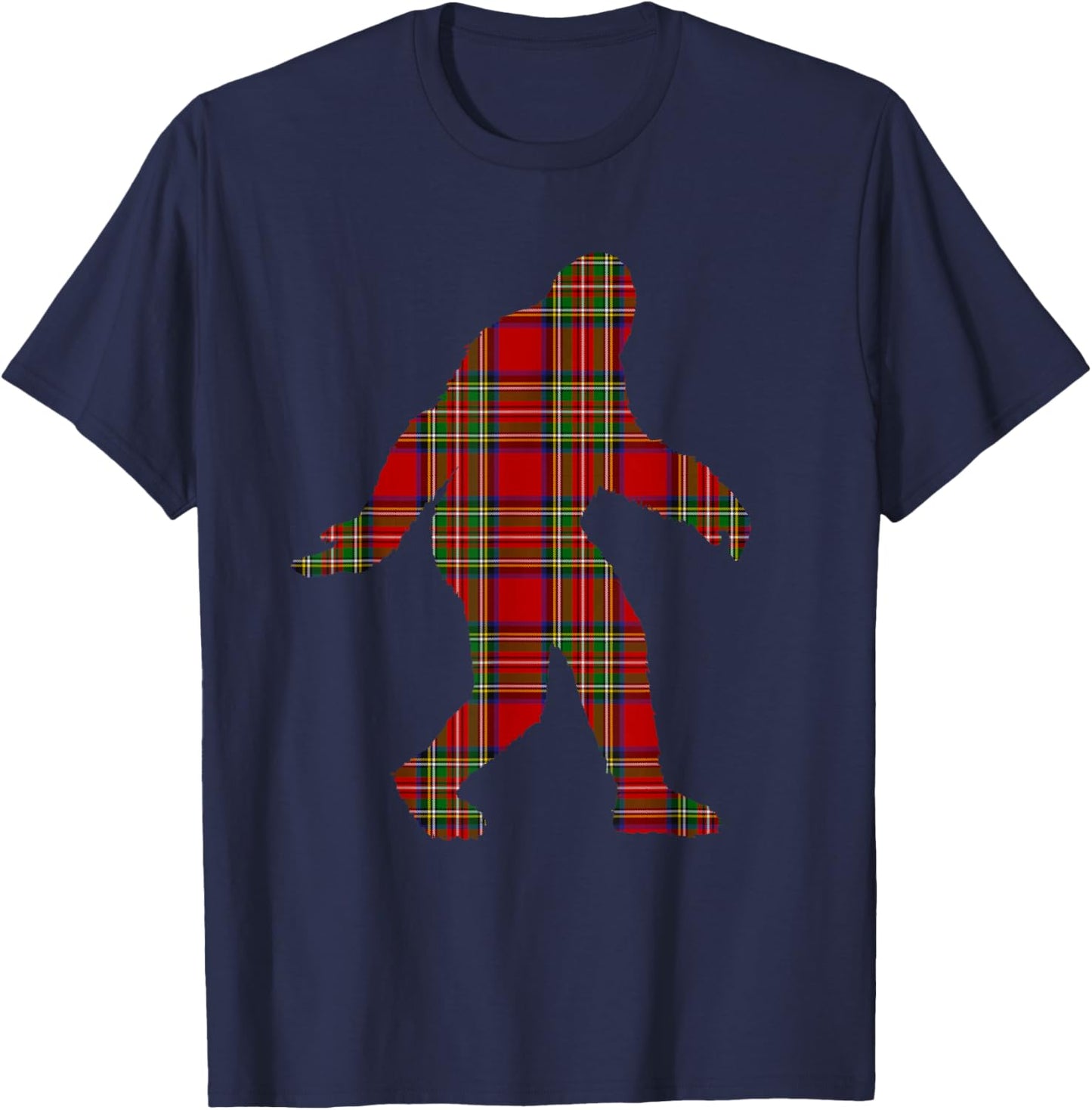 Stewart Plaid Bigfoot Scottish Pride Tartan T-Shirt - T-Shirt | Navy