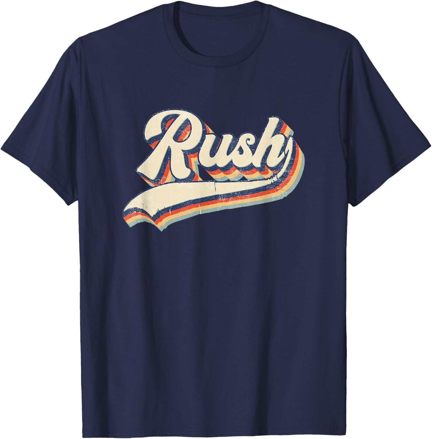 Rush Surname Vintage Retro Gift Men Women Boy Girl T-Shirt - T-Shirt | Navy