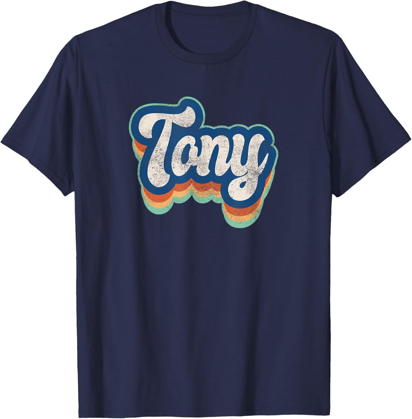 Tony First Name Boy Vintage Style 70s 80s Personalized T-Shirt - T-Shirt | Navy