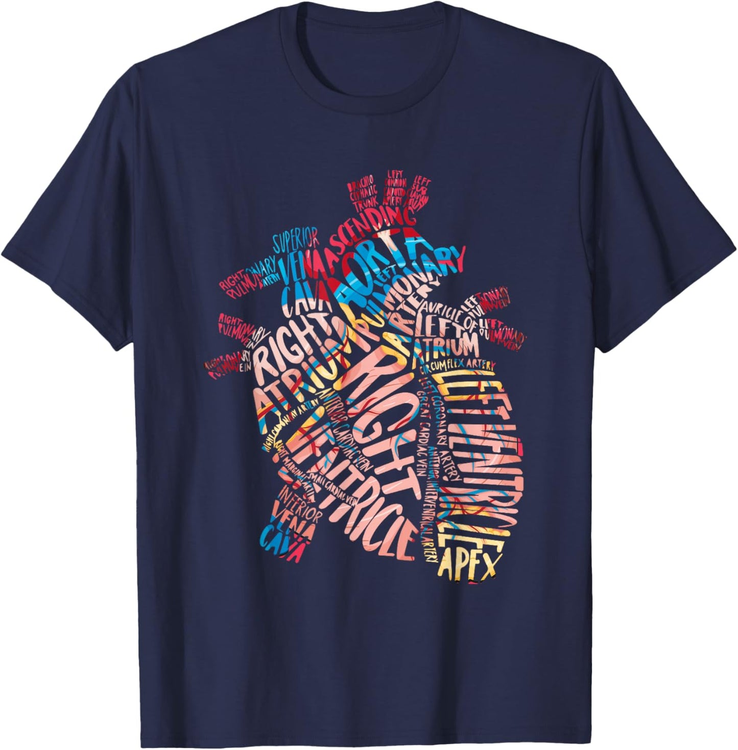 Anatomical Human Heart Cardiology Medical Cardiac Nurse T-Shirt - T-Shirt | Navy