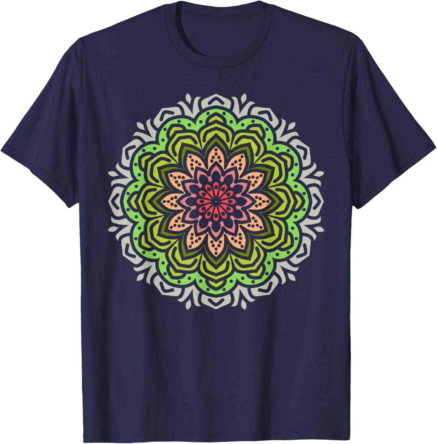 Bold Zen Mandala – Intricate Dot Art T-Shirt - T-Shirt | Navy