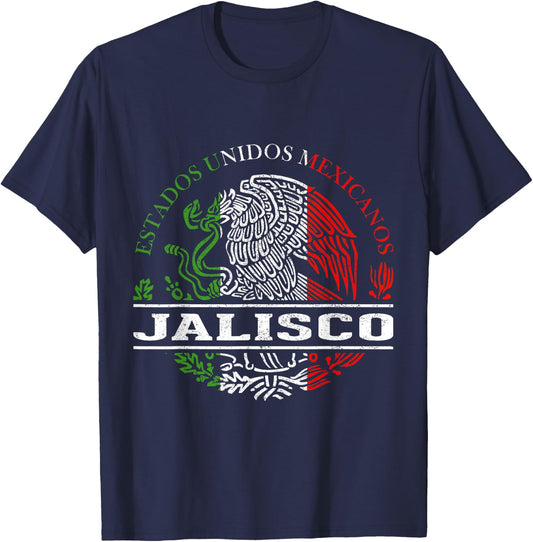 Jalisco Mexican Flag Bandera Mexicana T-Shirt - T-Shirt | Navy