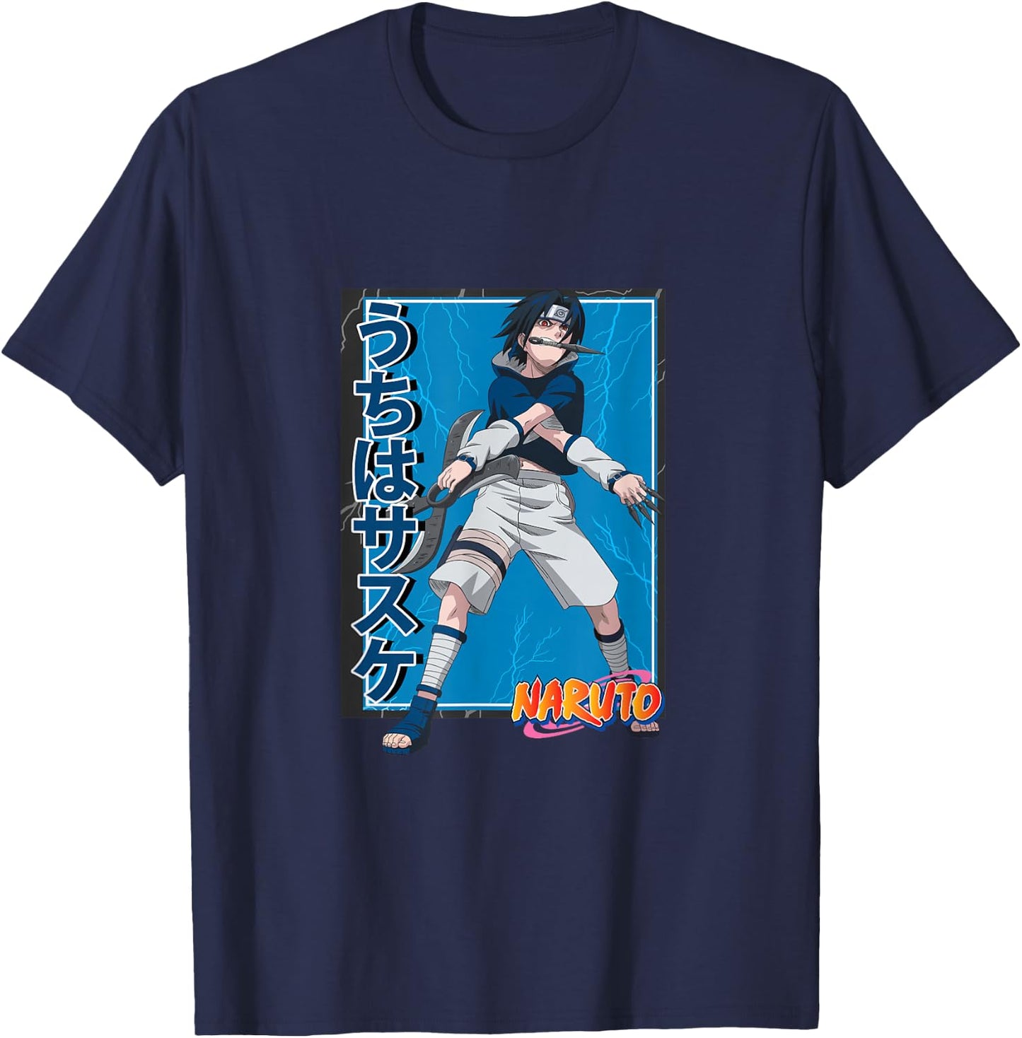 Naruto Shippuden Sasuke Uchiha Bladed Weapons T-Shirt - T-Shirt | Navy